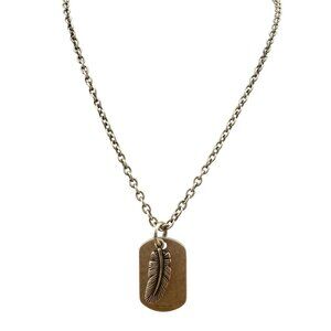 JCM Stainless Steel Chain Necklace With Dog Tag Pendant Feather Design
